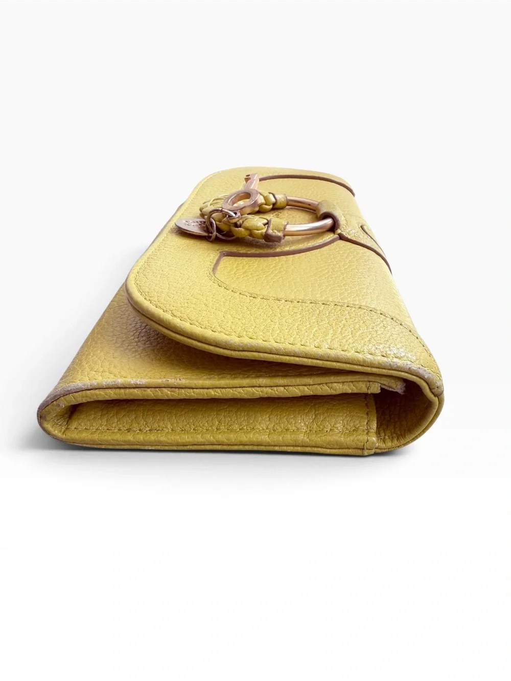 See by Chloé Rare Yellow Leather Long Wallet Key Charm Vintage